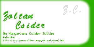 zoltan csider business card